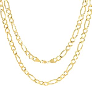 Nuragold 14k Yellow Gold 8mm Thick Solid Figaro Chain Link Necklace, Mens Jewelry 18" 20" 22" 24" 26" 28" 30"