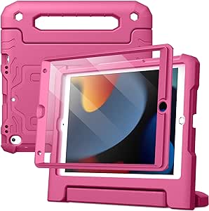 JETech Kids Case for iPad 10.2-Inch (9th/8th/7th Generation, 2021/2020/2019) with Built-in Screen Protector, Shockproof Full-Body Handle Stand Tablet Protective Cover (Plum)