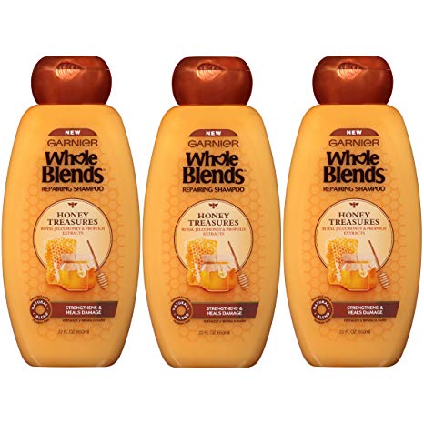 Garnier Hair Care Whole Blends Repairing Shampoo Honey Treasures for Damaged Hair, 3 Count