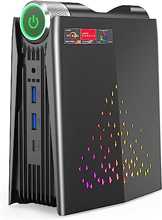 ACEMAGICIAN AMR5 Mini PC, AMD Ryzen 7 5800U (8C/16T, up to 4.4Ghz) 16GB DDR4 512GB NVMe SSD Mini Gaming PC [3 Mode Adjustment] Mini Computer with Windows 11 Pro | Full featured Type C | BT5.2 | WiFi 6