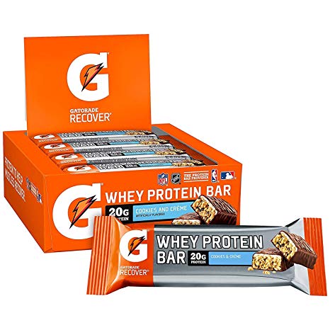 Gatorade Whey Protein Recover Bars, Cookies & Crème, 2.8 ounce bars (12 Count)