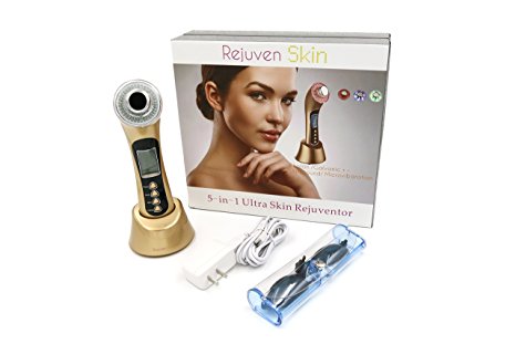 Rejuven Skin 5-in-1 Anti aging device combining Galvanic, Photorejuvenation and Micro-vibration to reverse aging, tighten skin. reduce fine lines and wrinkles …