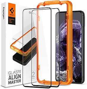 Spigen AlignMaster Verre Trempé Compatible avec Google Pixel 8, 2 Pièces, Couverture complète, Résistant aux Rayures, 9H Protection écran