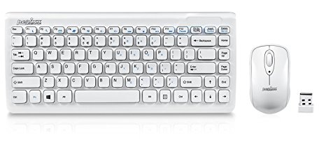 Perixx PERIDUO-707W PLUS, Wireless Mini Keyboard and Mouse Combo - Piano White - 12.60"x5.55"x0.98" Dimension - Brand Batteries Included - 128 Bit AES Encryption