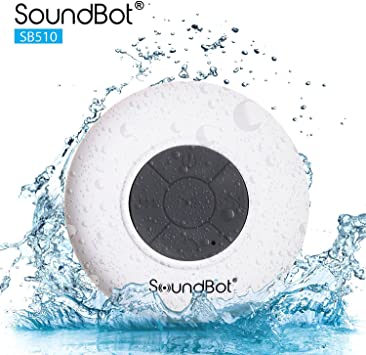 SoundBot SB510 HD Water Resistant Bluetooth 3.0 Shower Speaker, Handsfree Portable Speakerphone with Built-in Mic, 6hrs of Playtime, Control Buttons and Dedicated Suction Cup for Showers (White)
