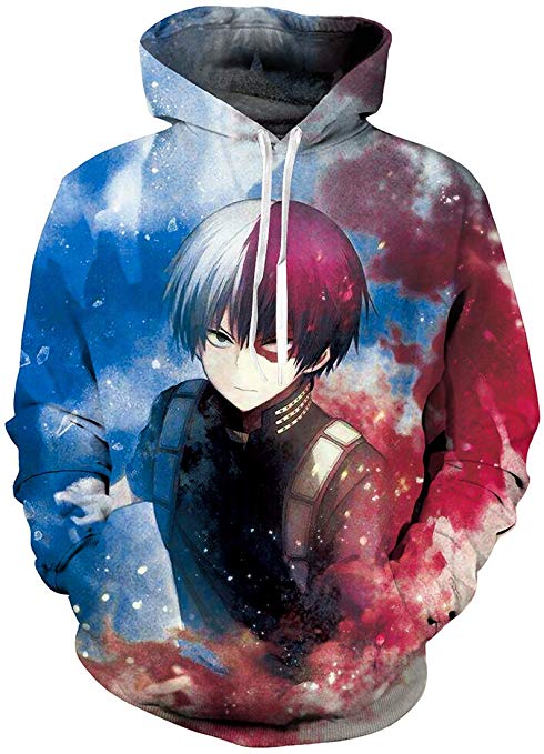 FLYCHEN Women's Hoodies My Hero Academia Pullover Sweatshirts Unisex Jumper Midoriya Lzuku Ochaco Uraraka Todoroki Shoto