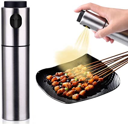LAO XUE Olive Oil Sprayer Stainless Steel Refillable Bar Bottles for Cooking, Salad Oil Dressing,BBQ, Grilling and Roasting, 100ml Food Grade Cooking Wine & Vinegar Sprayer