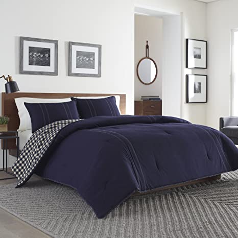 Eddie Bauer Home | Kingston Collection Kingston Reversible Comforter Set, King, Navy, King, Navy