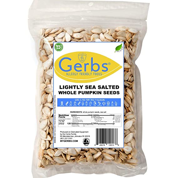 Lightly Sea Salted Pumpkin Seeds, 14oz. by Gerbs – Top 14 Food Allergy Free & Non GMO - Vegan, Keto Safe & Kosher - In-Shell Pepitas grown in USA