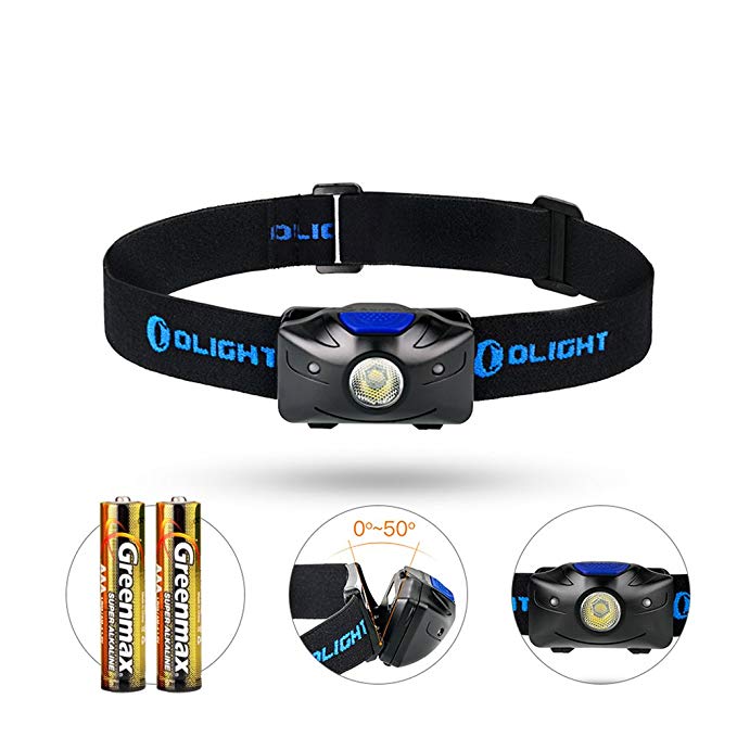 Olight® H05/H05S Headlamp for Camping Running Hiking Reading 3 Modes LED Headlamps Battery Powered Helmet Light Hands-free Camping Head lamp with 2x Lithium Iron AAA Batteries Included 150 Lumens(H05) 200 Lumens(H05S)
