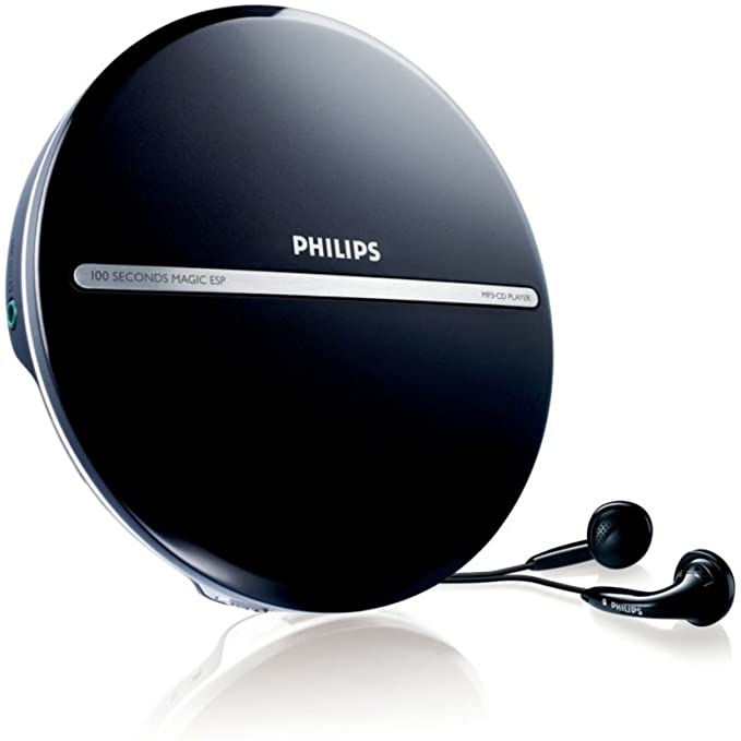 Philips EXP2546 Portable CD Player, Reads MP3, 100 Seconds ESP with Headphones Included, Dynamic Bass Boost,Black