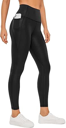 CRZ YOGA Womens Butterluxe Matte Faux Leather Leggings 25" - High Waisted Buttery Soft Lounge Pockets Leggings