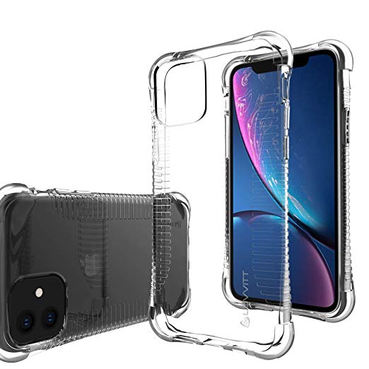 Luvvitt Clear Grip Case Designed for iPhone 11 with Shockproof Drop Protection Slim Soft Hybrid TPU Gel Bumper Scratch Resistant Silicone Cover for Apple iPhone 11 XI 2019 6.1 inch - Crystal Clear