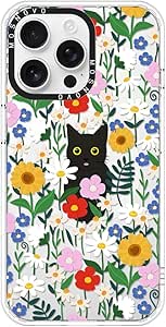 MOSNOVO Case for iPhone 16 Pro Max, [Compatible with Magsafe] [Buffertech 6.6ft Military-Grade Drop Protection] [Anti Peel Off Tech] Clear Phone Case Design - Black Cat in Garden