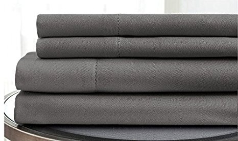 Coit & Campbell Hotel Collection 500 Thread Count 100% Cotton Sateen Sheet Set, King Dark Grey
