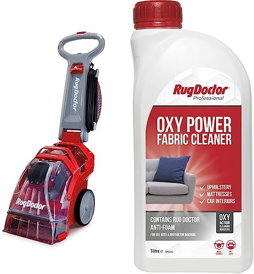 Rug Doctor Deep Carpet Cleaner, Red & Oxy Power Fabric Cleaner with Anti Foam, 1 Litre