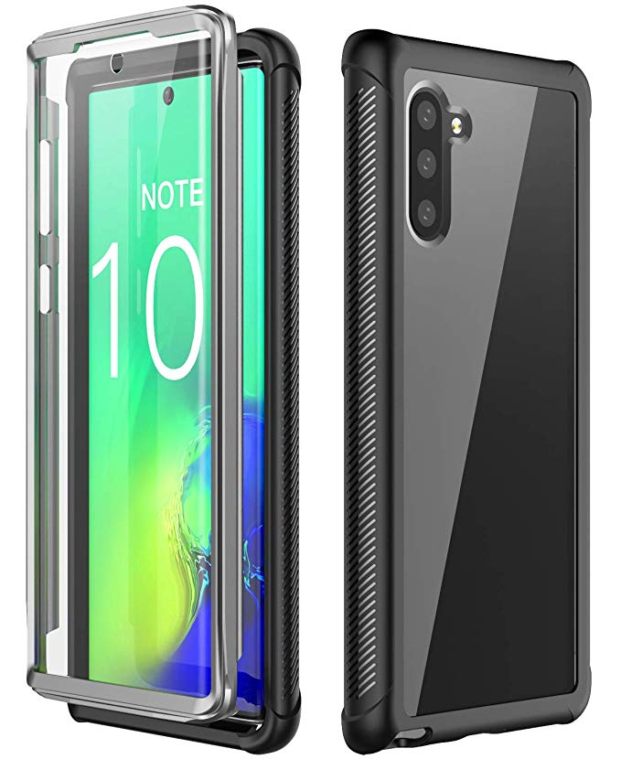 SPIDERCASE Galaxy Note 10 Case, Built-in Screen Protector, Clear Full Body Heavy Duty Protection, Shockproof Rugged Cover Designed for Samsung Galaxy Note 10 Note10 5G (2019)