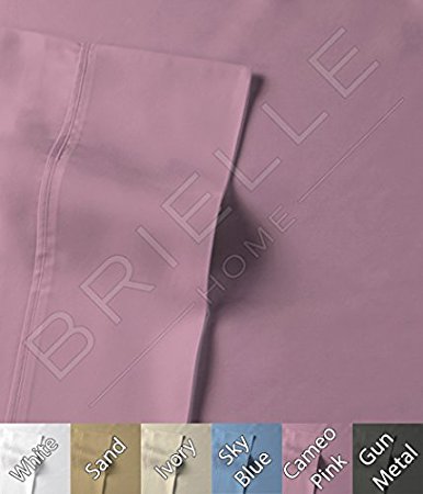 Brielle 510 Count 100-Percent Rayon Bamboo Sateen Premium Sheet Set, Queen, Cameo Pink