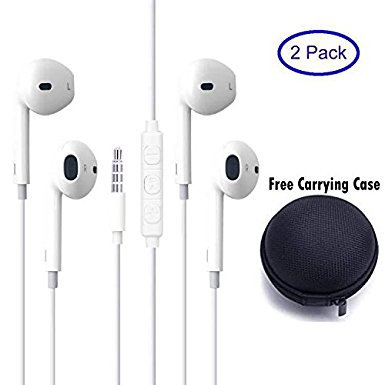 2X Pro-A Premium Earphone 3.5mm Jack with Mic and Remote For IPHONE SE 5,5S,5C,6,6S,7,7PLUS,IPAD AIR,IPAD MINI,IPOD TOUCH, SAMSUNG Tablet PC And Other Compatible Devices With Carrying Case (WHITE)