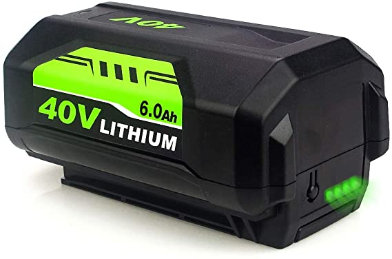 6.0Ah OP4026 40 Volt Lithium Replacement Battery Compatible with Ryobi 40V Battery OP4050A OP40601 OP4026A OP4040 OP4030 OP4050 OP4015 OP40261 OP40201 OP40301 OP40401 with LED Indicator