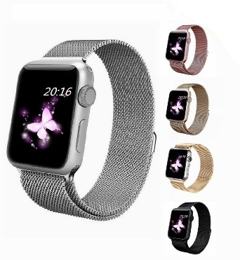 top4cus Apple Watch Band 42mm Milanese Fully Magnetic Closure Clasp Mesh Loop Stainless Steel iWatch Band Replacement Bracelet Strap for Apple Watch 42mm Model- Silver