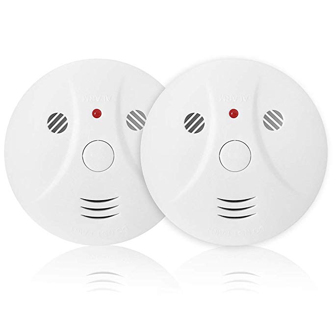 2 Pack Combination Photoelectric Smoke and Carbon Monoxide Alarm Detector for Home Bedroom Travel Portable Battery Operated