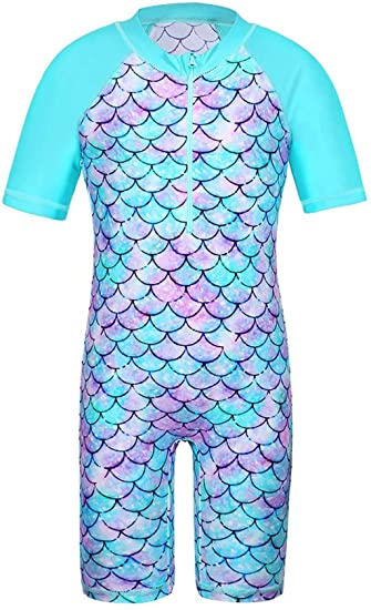 TFJH E Girls Swimsuit 3-10 Years UPF 50  UV One Piece Swimwear with Zipper