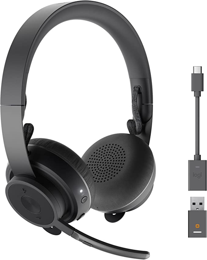 Logitech Zone 900 On-Ear Wireless Bluetooth Headset with Advanced Noise-canceling Microphone, Connect up to 6 Wireless Devices with one Receiver, Quick Access to ANC and Bluetooth