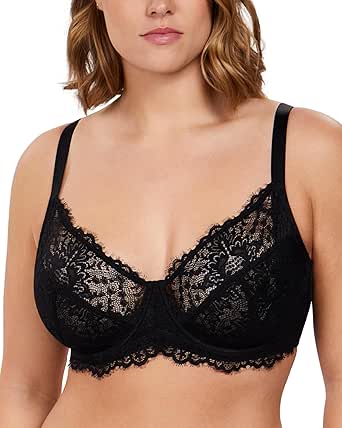 HSIA Minimizer Bra for Women - Plus Size Bra with Underwire Woman's Full Coverage Lace Bra Unlined Non Padded Bra