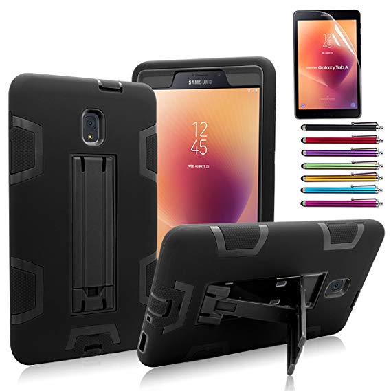 Galaxy Tab A 8.0 Case 2017,Mignova Heavy Duty Rugged Hybrid Protective Case with Build in Kickstand for Galaxy Tab A 8.0 SM-T380/T385 (2017)   Screen Protector Film and Stylus Pen (Black)