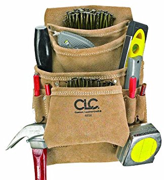 Custom Leathercraft I923X Suede Carpenter's Nail and Tool Bag, 10 Pocket