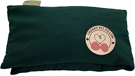 KOYA Naturals Neck Heating Pad Microwavable - Cherry Pit/Stone/Seed Pillow Heat Pack for Neck, Muscles, Joints, Stomach Pain, Menstrual Cramps - Warm Compress Wrap - Moist Heat Therapy (Dark Green)