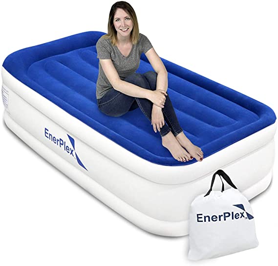 EnerPlex Twin Air Mattress for Camping, Travel & Home - Luxury, 13-Inch Double Height Inflatable Bed w/ Built-in Dual Pump