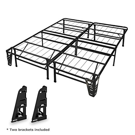 Best Price Mattress New Innovated Box Spring Metal Bed Frame with 2 brackets , Queen