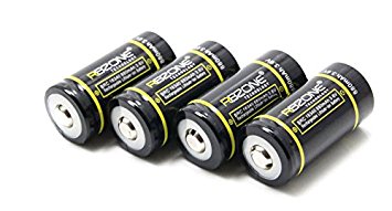 RBZONE 4-Pack Full Capacity 16340 Li-ion Battery Rechargeable 880mAh 3.6V Lithium Ion Battery in Plastic Holder Case. Applicable for LED Torch Flashlight Headlamp Digital Camera/Camcorder (Pack of 4)