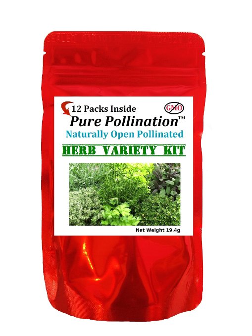 Pure Pollination's Herb Seed Variety Kit - 12 Unique Strains - Spice up your Garden - 100% Heirloom & Non GMO