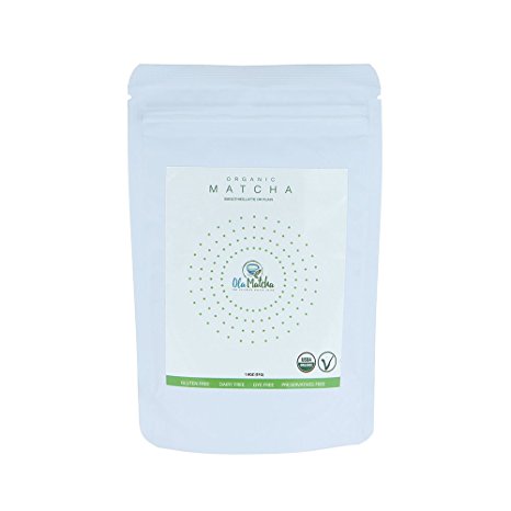 OLA Organic Culinary STARTER Matcha Green Tea Powder for Detox, Smoothie, Latte, Baking, Vegan. Rich in Anti-Oxidants,Increases Energy, Focus, Metabolism and Weight Loss. Gluten and Dairy Free 1.8oz
