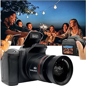 16MP Digital Camera,FHD 1080P Camera,Digital Point and Shoot Camera with 16X Zoom Anti Shake,2.4 Inch LCD Screen,for Children's Day, (Black)