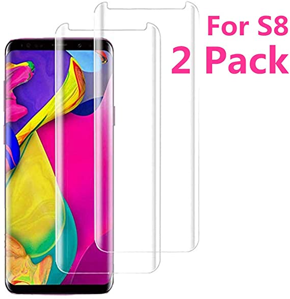 [2 - Pack] Compatible Samsung Galaxy S8 Tempered Glass Screen Protector,[9H Hardness][Anti-Scratch][Anti-Fingerprint][3D Curved][Ultra Clear] Screen Protector for Galaxy S8