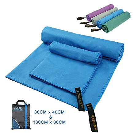 2 Pack Travel Towel, Microfiber Sports Towel Lightweight, Fast Dry, Absorbent and Soft for Beach Yoga Camping Outdoor
