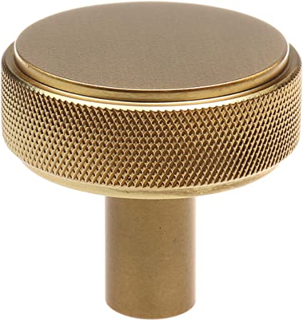 GlideRite 1-1/2 Inch Solid Round Knurled Cabinet Knob, Pack of #, Satin Gold, 5825-SG-# (1)