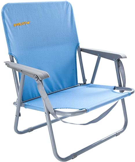 #WEJOY Low Back Outdoor Lawn Concert Beach Folding Chair with Hard Arms Shoulder Strap Pocket for Adults Camping Festival, Supports 300 lbs
