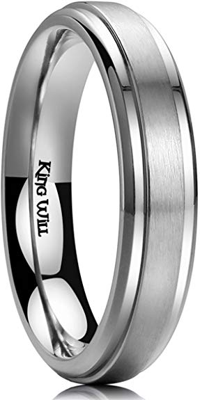 King Will Basic 4mm 6mm 7mm 8mm 9mm Mens Titanium Wedding Ring Brushed Finished Wedding Band Comfort Fit Stepped Edge