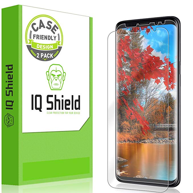 Galaxy S9 Screen Protector [2-Pack], IQ Shield LiQuidSkin Bubble-Free [Case-Friendly] Screen Protector for Galaxy S9 HD Clear Film