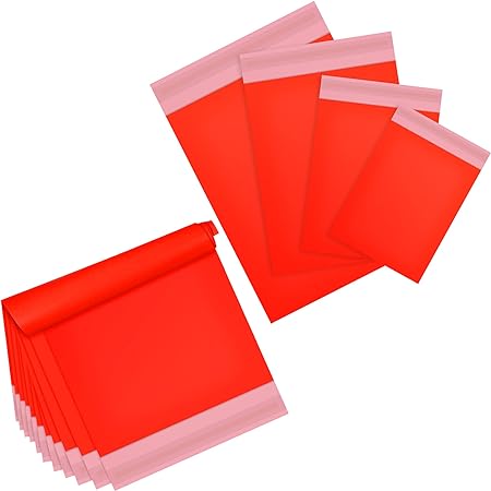 120 Pieces Poly Mailer Envelope 4 Assorted Sizes Shipping Bags Self Sealing Clasp Envelope Self Adhesive Tear Proof Mailing Envelopes (Bright Red)