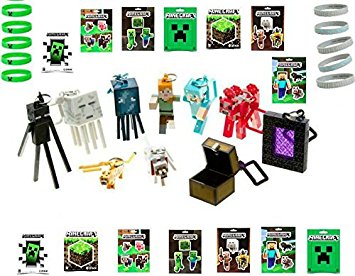 Ultimate Minecraft Gift Set ~ 14 Stickers ~10 Wristbands ~ Complete Set Series 2 Hangers