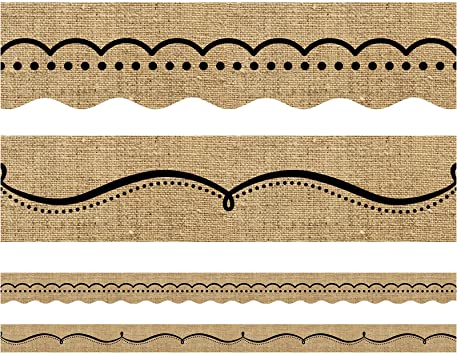 59 Feet Burlap Straight Borders Bulletin Board Border Dotted Swirl Bulletin Board Back to School Decoration Borders for Classroom Chalkboard (Dotted Swirl Style)