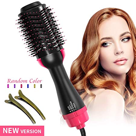 One Step Hair Dryer & Volumizer,Sunba Youth 3 IN 1 Hot Air Hair Dryer Styler, Multi-functional Hot Comb High-Power Negative Ion Generator Hair Curler Brush for All Hair Type with 2 Duckbill clips
