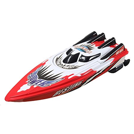 Rc Boat,REALACC Raing Boat 2.4Ghz 4CH Electric High Speed Boat for Pools for Lakes (Red)