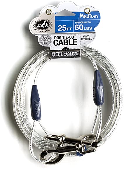 Pet Champion Toy Reflective Tie Out Cable for Dogs